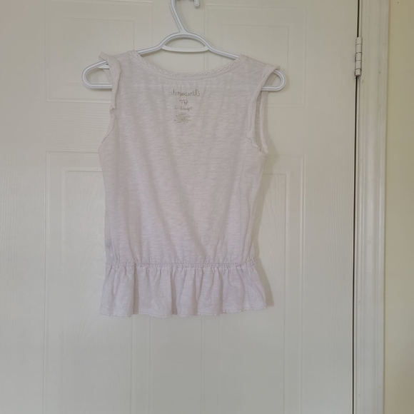Aeropostale Original Brand Sleeveless Peplum With Ruffles on Sleeves White Small - Picture 2 of 5